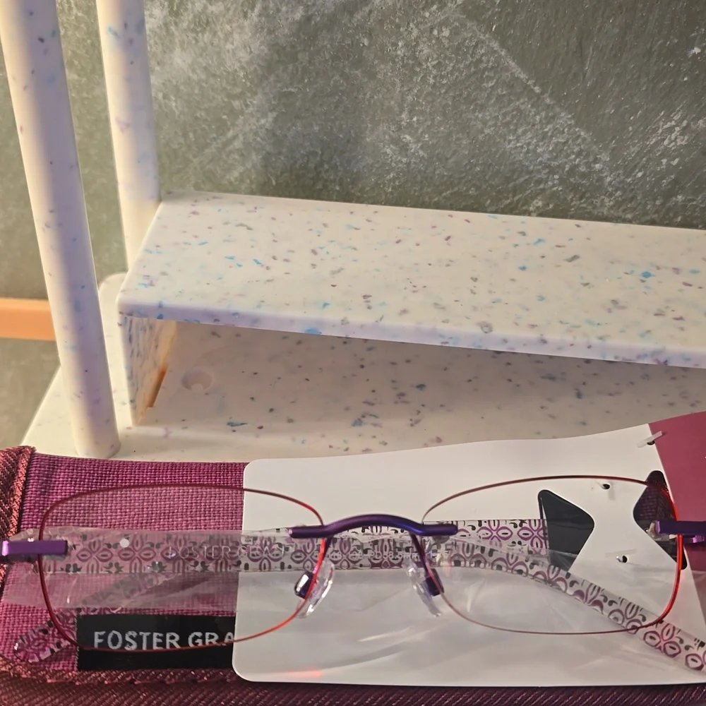 Foster Grant Trend Dani Purple Reading Glasses with Case +1.75 New - Picture 2 of 6